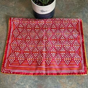 Vintage Vena Silk Hand rolled Scarf Japan Red Pink Orange